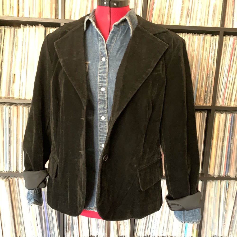 Black Velvet Blazer Mandala Patchwork Patch Love L - image 8